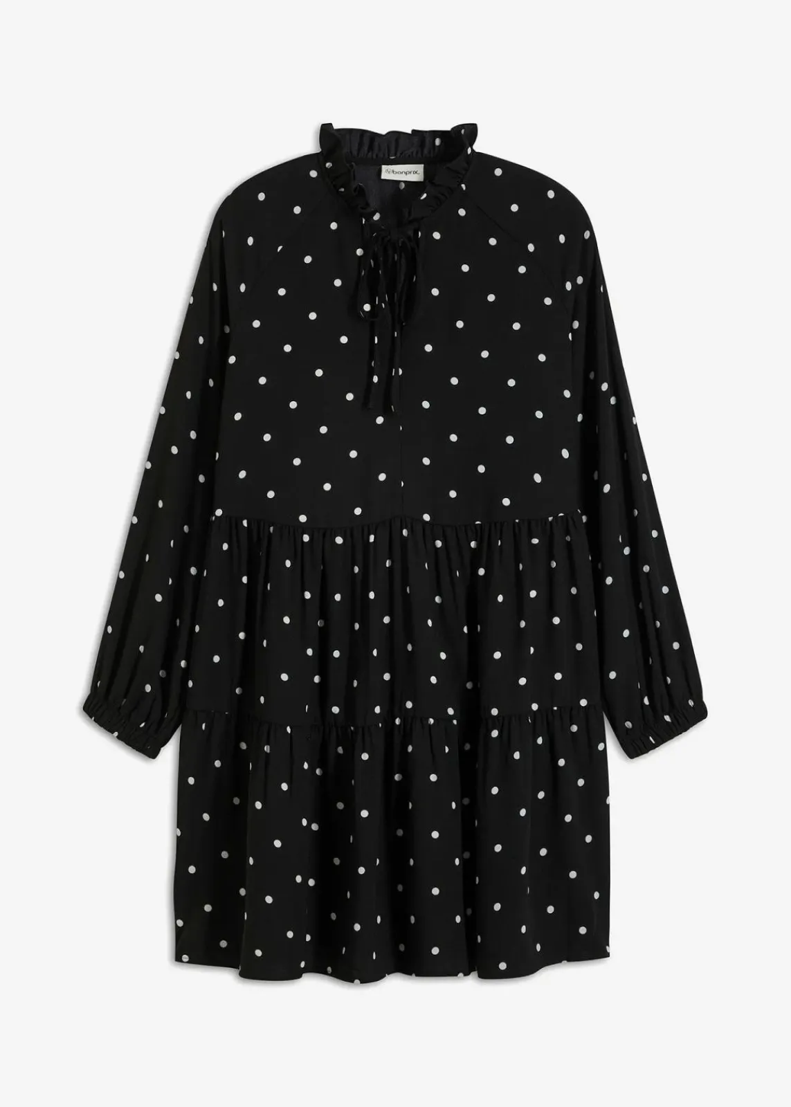 bonprix Bekleidung·Pullover & Strickjacken|Kleider|Tunika-Kleid schwarz/weiß gepunktet