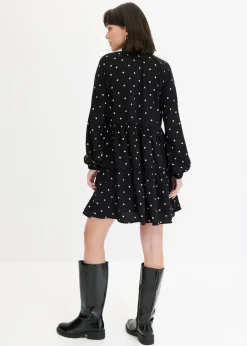 bonprix Bekleidung·Pullover & Strickjacken|Kleider|Tunika-Kleid schwarz/weiß gepunktet