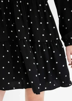 bonprix Bekleidung·Pullover & Strickjacken|Kleider|Tunika-Kleid schwarz/weiß gepunktet