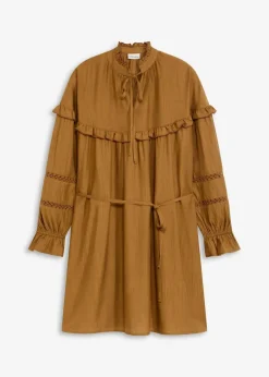 bonprix Bekleidung·Pullover & Strickjacken|Kleider|Tunika-Kleid aus feinem Viskose-Mix cognac braun