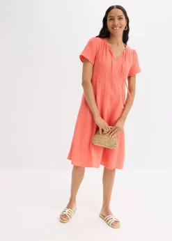 bonprix Bekleidung·Pullover & Strickjacken|Kleider|Tunika-Kleid aus Musselin helllachs