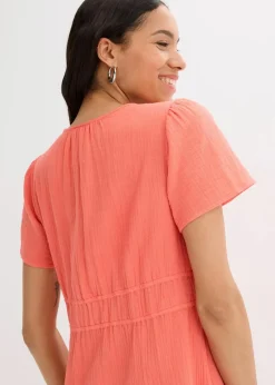 bonprix Bekleidung·Pullover & Strickjacken|Kleider|Tunika-Kleid aus Musselin helllachs