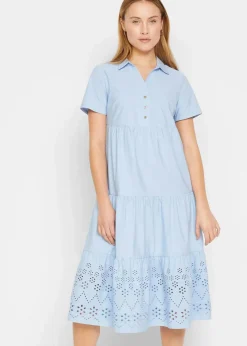 Tunika-Kleid aus reiner Baumwolle mit Lochstickerei|bonprix Sale