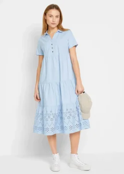 Tunika-Kleid aus reiner Baumwolle mit Lochstickerei|bonprix Sale