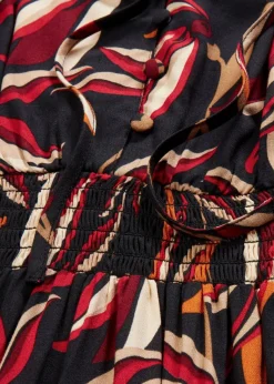 bonprix Kleider|Bekleidung·Pullover & Strickjacken|Tunika-Kleid aus reiner Viskose schwarz floral