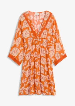 Tunika-Kleid mit Spitze aus strukturierter Viskose|bonprix Online