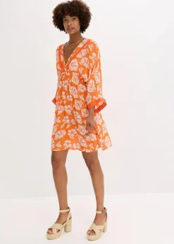 Tunika-Kleid mit Spitze aus strukturierter Viskose|bonprix Online