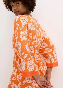 Tunika-Kleid mit Spitze aus strukturierter Viskose|bonprix Online