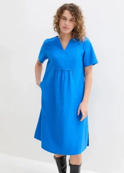 Tunika-Kleid mit Taschen aus Leinen-Baumwoll-Mix|bonprix Hot