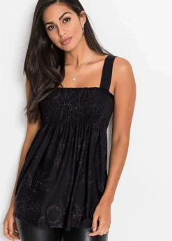 bonprix Shirts & Tops|Nachhaltigere Materialien|Tunikatop aus Viskose-Mix schwarz/lila floral