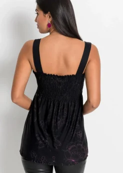 bonprix Shirts & Tops|Nachhaltigere Materialien|Tunikatop aus Viskose-Mix schwarz/lila floral