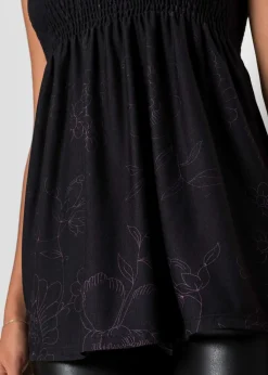 bonprix Shirts & Tops|Nachhaltigere Materialien|Tunikatop aus Viskose-Mix schwarz/lila floral