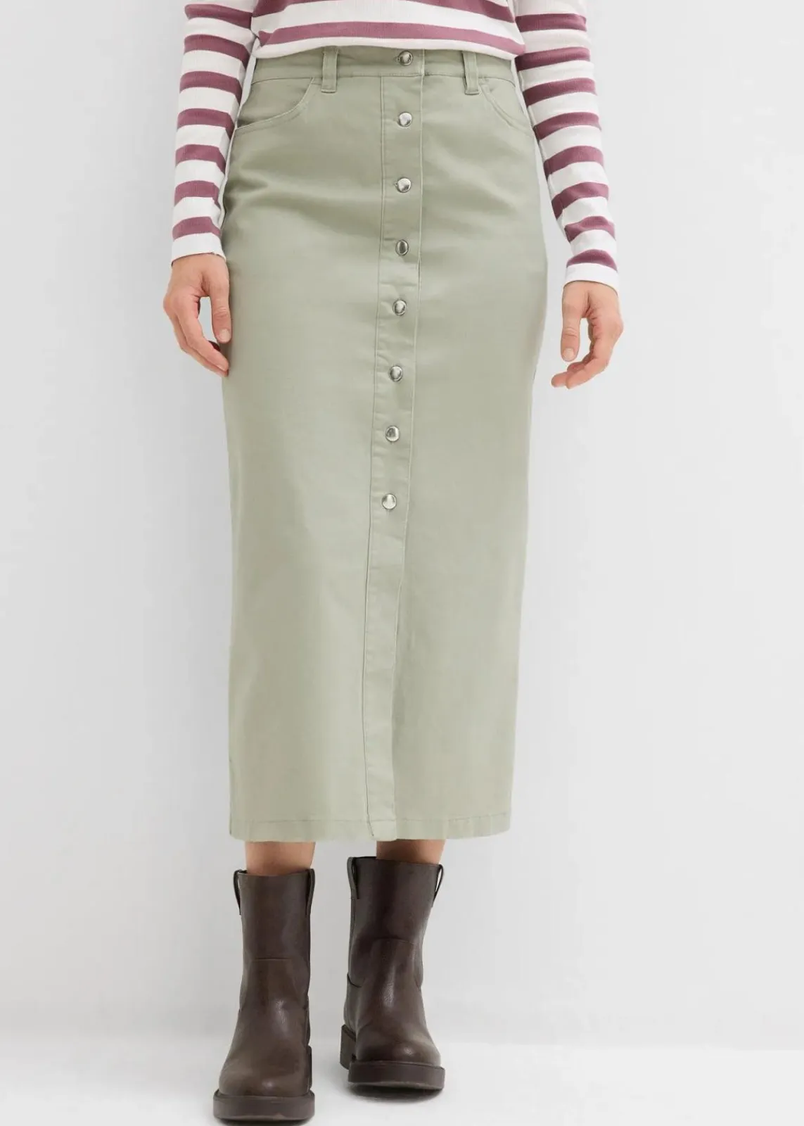 bonprix Bekleidung·Sportbekleidung|Röcke|Twill Midirock seegras