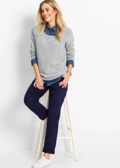 bonprix Hosen|Bekleidung·Kleider|Twill Treggings aus elastischem Baumwoll-Mix dunkelblau