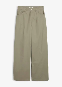 bonprix Bekleidung·Kleider|Hosen|Twillhose aus reiner Baumwolle raucholiv washed
