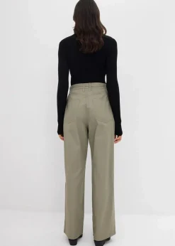 bonprix Bekleidung·Kleider|Hosen|Twillhose aus reiner Baumwolle raucholiv washed