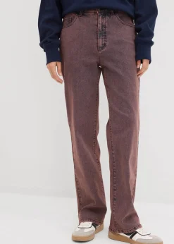bonprix Bekleidung·Kleider|Hosen|Twillhose mit Acid Wash weinrot washed