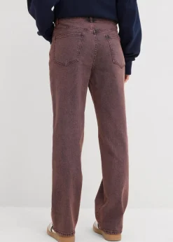 bonprix Bekleidung·Kleider|Hosen|Twillhose mit Acid Wash weinrot washed