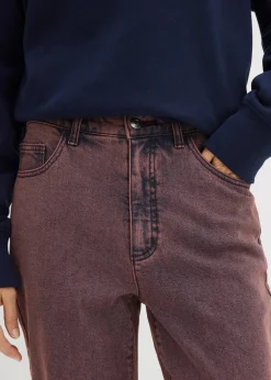 bonprix Bekleidung·Kleider|Hosen|Twillhose mit Acid Wash weinrot washed