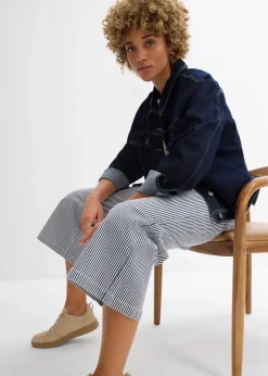 bonprix Bekleidung·Kleider|Hosen|Twillhose mit Bequembund dunkelblau/wollweiß gestreift