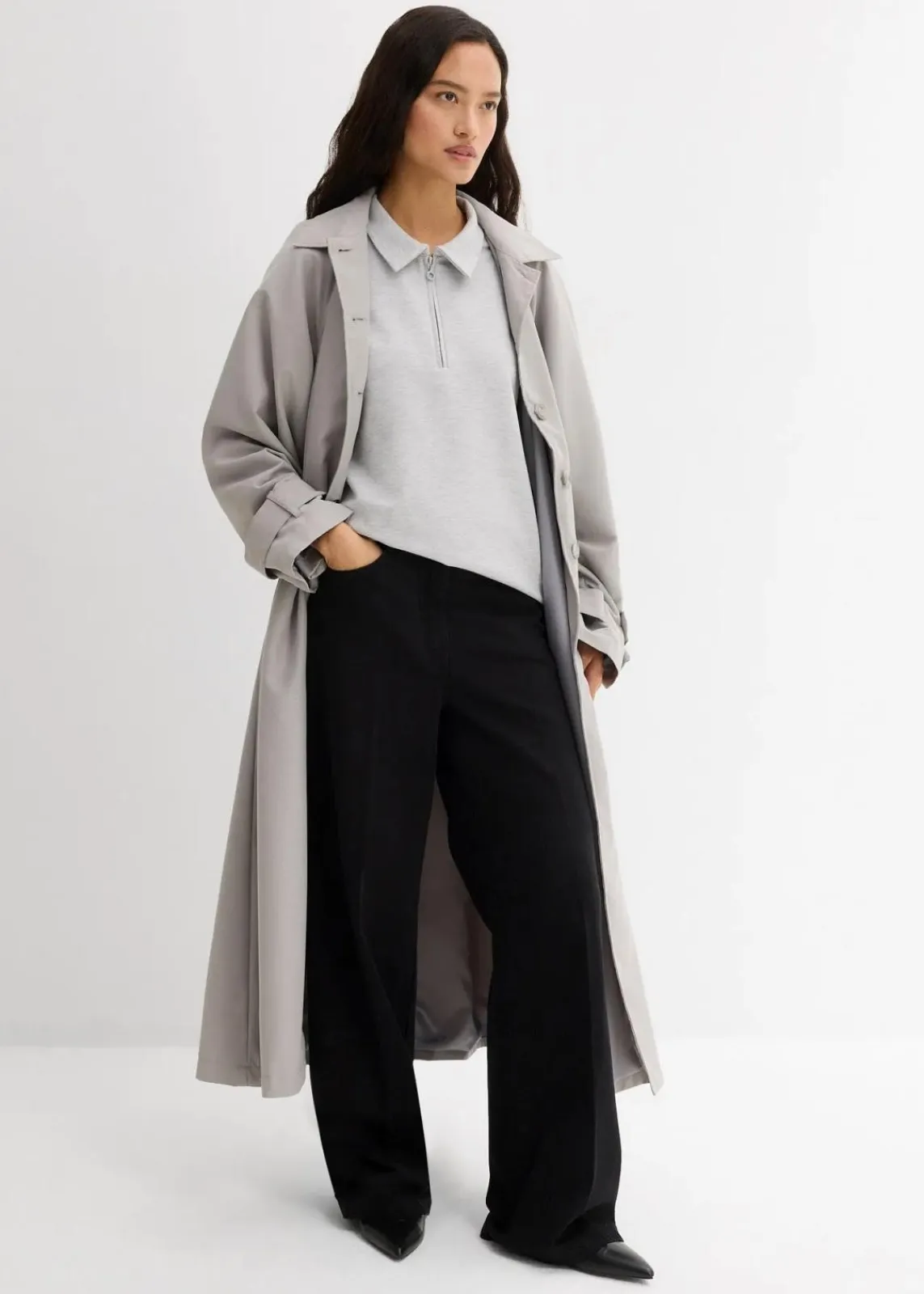 bonprix Bekleidung·Kleider|Hosen|Twillhose mit Bügelfalte aus reiner Baumwolle schwarz used