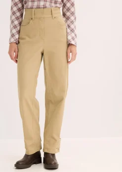 bonprix Bekleidung·Kleider|Hosen|Twillhose mit hohem Bund hellkhaki washed