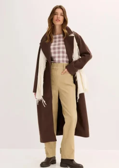 bonprix Bekleidung·Kleider|Hosen|Twillhose mit hohem Bund hellkhaki washed