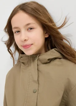 bonprix Mädchen 9-16 Jahre·Jacken & Outdoor|Twill-Jacke mit aufgesetzten Taschen und Kapuze oliv
