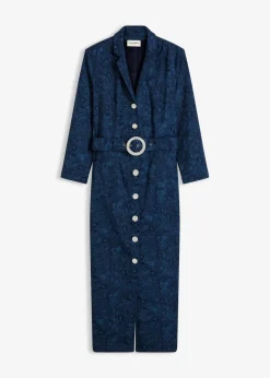 bonprix Bekleidung·Pullover & Strickjacken|Kleider|Twillkleid mit Gürtel (2-tlg.-Set) dunkelblau/hellindigo paisley