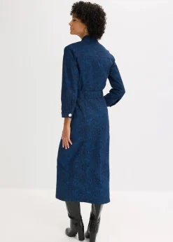 bonprix Bekleidung·Pullover & Strickjacken|Kleider|Twillkleid mit Gürtel (2-tlg.-Set) dunkelblau/hellindigo paisley