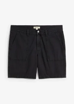 bonprix Große Größen|Shorts|Twill-Shorts aus reiner Baumwolle, Loose Fit schwarz