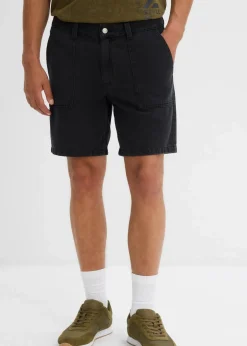 bonprix Große Größen|Shorts|Twill-Shorts aus reiner Baumwolle, Loose Fit schwarz
