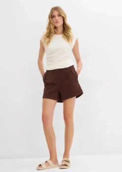 bonprix Bekleidung·Outdoorbekleidung|Bekleidung·Kleider|Twill-Shorts mit hohem Bund terrabraun