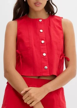 Twill-Weste aus elastischem Bio-Baumwoll-Mix|bonprix Discount