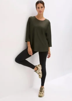 bonprix Shirts & Tops|Sportbekleidung|Ultrasoftes Funktionsshirt mit ¾ Ärmel, schnelltrocknend nachtoliv