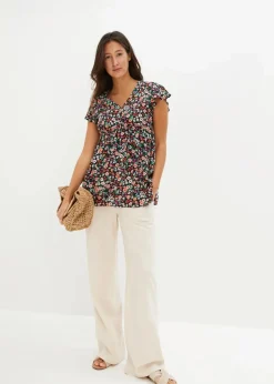 bonprix Bekleidung·Blazer|Umstandsmode|Umstands- und Stillbluse aus Viskose schwarz geblümt