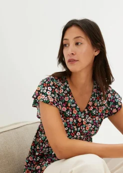 bonprix Bekleidung·Blazer|Umstandsmode|Umstands- und Stillbluse aus Viskose schwarz geblümt