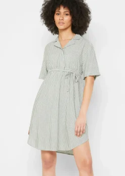 bonprix Bekleidung·Blazer|Umstandsmode|Umstands- und Stillblusenkleid aus fließender Viskose wollweiß/dunkelgrün