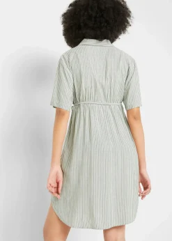 bonprix Bekleidung·Blazer|Umstandsmode|Umstands- und Stillblusenkleid aus fließender Viskose wollweiß/dunkelgrün