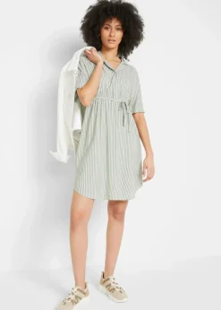 bonprix Bekleidung·Blazer|Umstandsmode|Umstands- und Stillblusenkleid aus fließender Viskose wollweiß/dunkelgrün