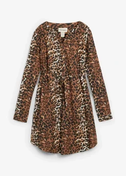 bonprix Bekleidung·Blazer|Nachhaltigere Materialien|Umstands- und Stillblusenkleid aus fließender Viskose schwarz leo bedruckt