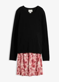 bonprix Bekleidung·Blazer|Umstandsmode|Umstands -und Stillkleid aus Baumwolle und Viskose schwarz/rauchrose