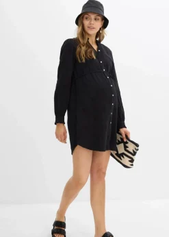 bonprix Bekleidung·Blazer|Umstandsmode|Umstandsblusenkleid aus weichem Baumwoll-Musselin schwarz