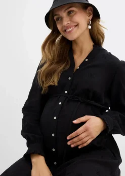 bonprix Bekleidung·Blazer|Umstandsmode|Umstandsblusenkleid aus weichem Baumwoll-Musselin schwarz