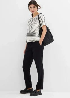 bonprix Bekleidung·Blazer|Umstandsmode|Umstandshose aus Leinen- Mix, Straight Leg schwarz