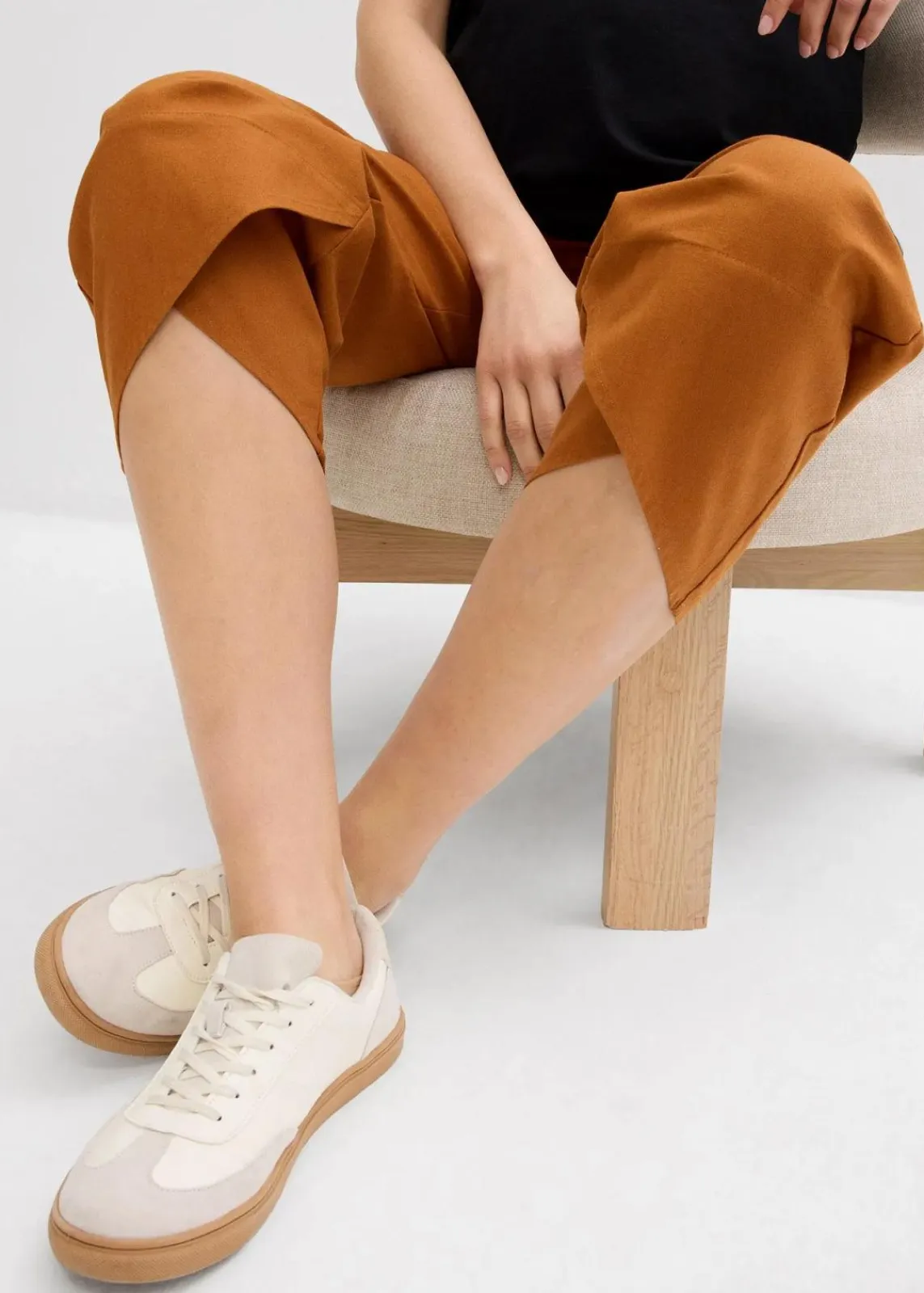 Umstandshose mit Bauchband aus Leinen-Mix|bonprix New