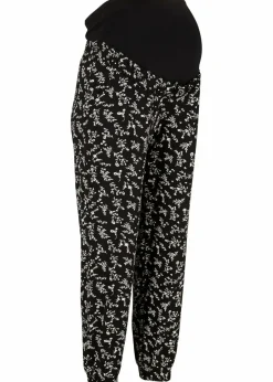 bonprix Bekleidung·Blazer|Umstandsmode|Umstandshose mit verspieltem Druck aus Viskose-Mix, Loose Fit schwarz geblümt