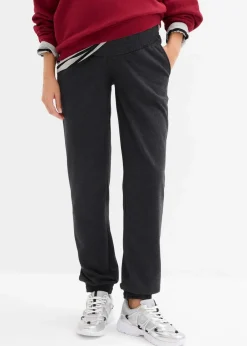 bonprix Umstandsmode|Umstands-Jogginghose mit Bequembund aus weichem Baumwoll-Mix anthrazit meliert
