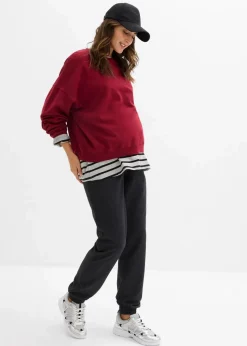 bonprix Umstandsmode|Umstands-Jogginghose mit Bequembund aus weichem Baumwoll-Mix anthrazit meliert