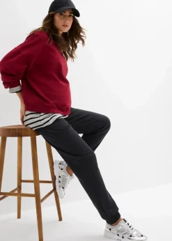 bonprix Umstandsmode|Umstands-Jogginghose mit Bequembund aus weichem Baumwoll-Mix anthrazit meliert